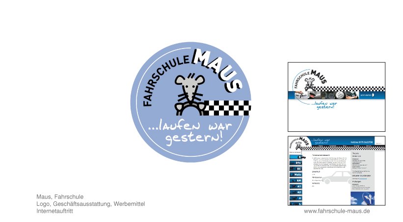 Maus, Fahrschule - Logo, Geschäftsausstattung, Werbemittel, Internetauftritt
